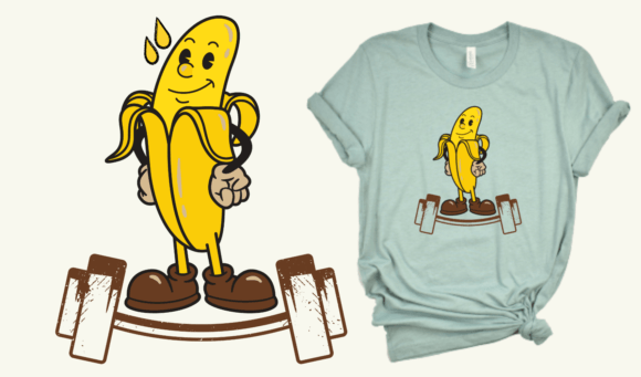 Bodybuilder Banana T-shirt Design Retro Review