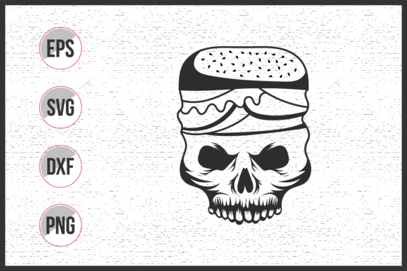 Burger with Skull Funny Concept Vector Graphics & Illustrations