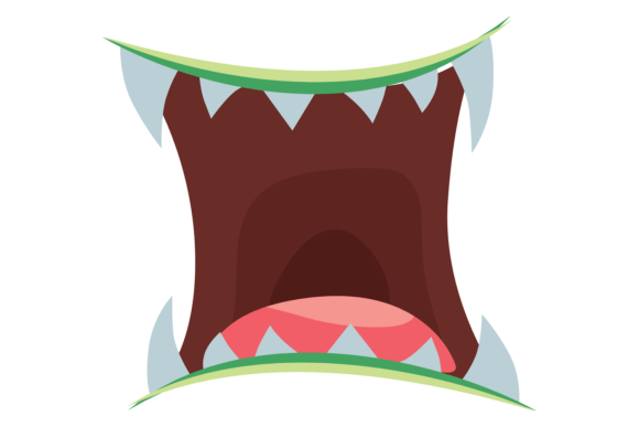 Cartoon Monster Mouth Wide Open. Funny I: Graphics & Illustrations Review