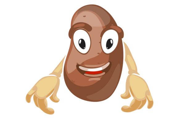 Comic Potato Character. Funny Smiling Ve