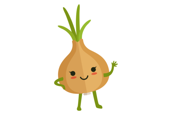 Cute Onion Character. Funny Vegetable Wa