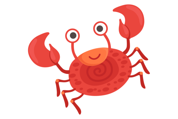 Funny Crab Character, Dancing Cartoon Un Graphics & Illustrations