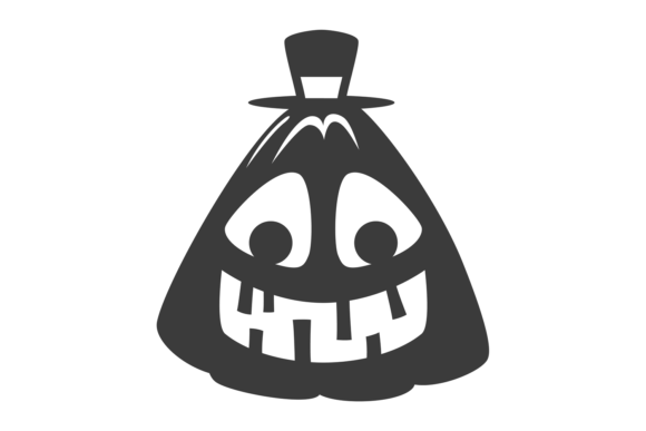 Funny Pumpkin in Hat. Black Halloween Pa