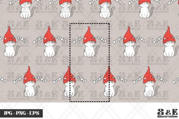 Meowy Catmas Funny Cat Christmas Pattern Graphics