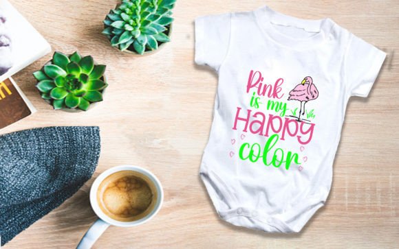 Pink is My Happy Color Baby Onesie Baby Saying Graphics