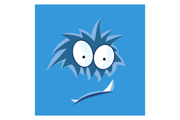 Scared Monster Face. Funny Cute Blue Hea
