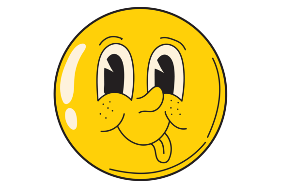 Yellow Face with Tongue out. Comic Funny Graphics & Illustrations Review